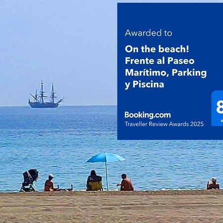 On The Beach! Frente Al Paseo Maritimo, Parking Y Piscina مالقة المظهر الخارجي الصورة